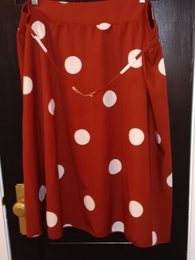 SHEIN Red Skater Skirt with White Polka Dots